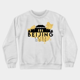 Beijing China Skyline Map Art Crewneck Sweatshirt